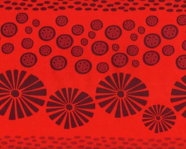 85-cm-Rapport Leinenstoff mit Baumwolle MORI STYLE, Ovale und Schrift, rot