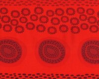 85-cm-Rapport Leinenstoff mit Baumwolle MORI STYLE, Ovale und Schrift, rot