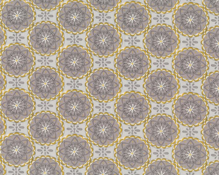 Patchworkstoff BEE CREATIVE, Blumenkreise, beigegrau-maisgelb, Moda Fabrics