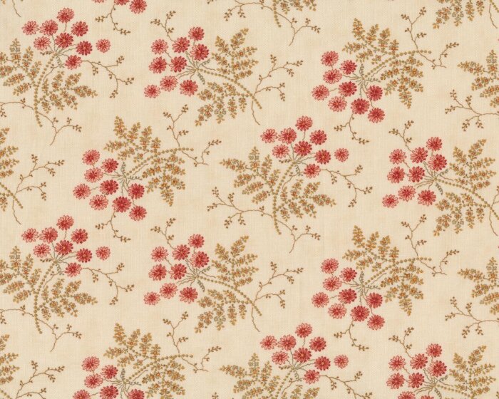Patchworkstoff LARKSPUR, filigrane Zweige, hellbeige-rotbraun