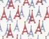 Patchworkstoff "Vive la France" mit Eiffelturm, dunkelrot-dunkelblau