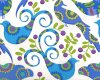 Patchworkstoff "Pillow & Maxfield" mit geblümten Vögeln, mittelblau-limette