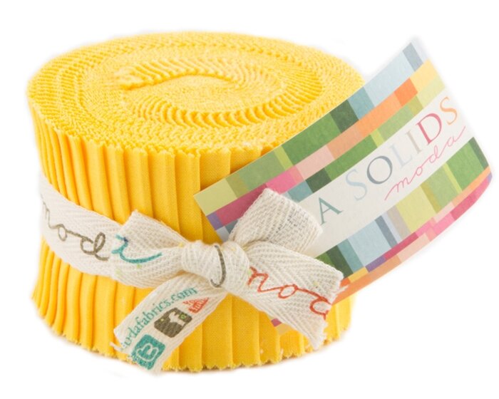 Precuts Junior Jelly Roll BELLA SOLIDS, 6 x 110 cm, 20 Streifen, maisgelb, Moda Fabrics