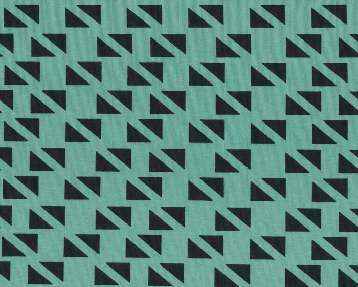 Baumwolljersey mit Elasthan TRIANGOLO, Dreieck-Streifen, stumpfes mintgrün-schwarz