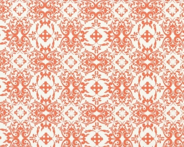 Patchworkstoff "Bryant Park" mit floralem Ornament-Muster, lachsrot