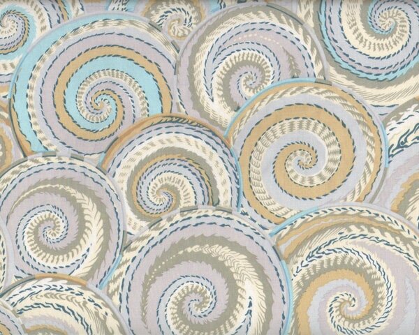 Feiner Patchworkstoff CURLY BASKETS, Schnecken-Kreise, helles helllila-petrol