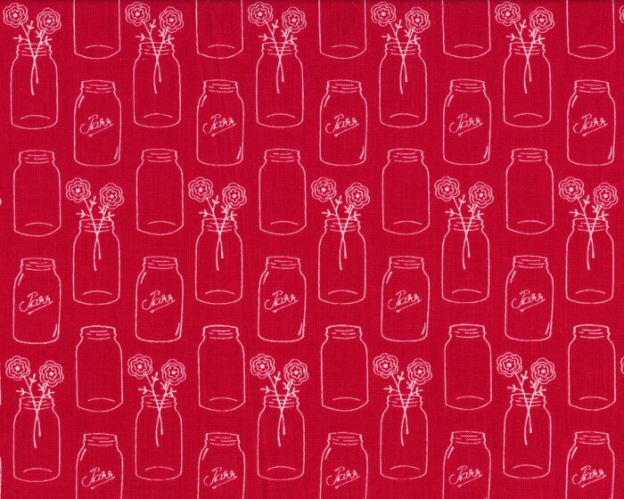 Patchworkstoff  MODERN MINIS, Einweckgläser, rot-weiß