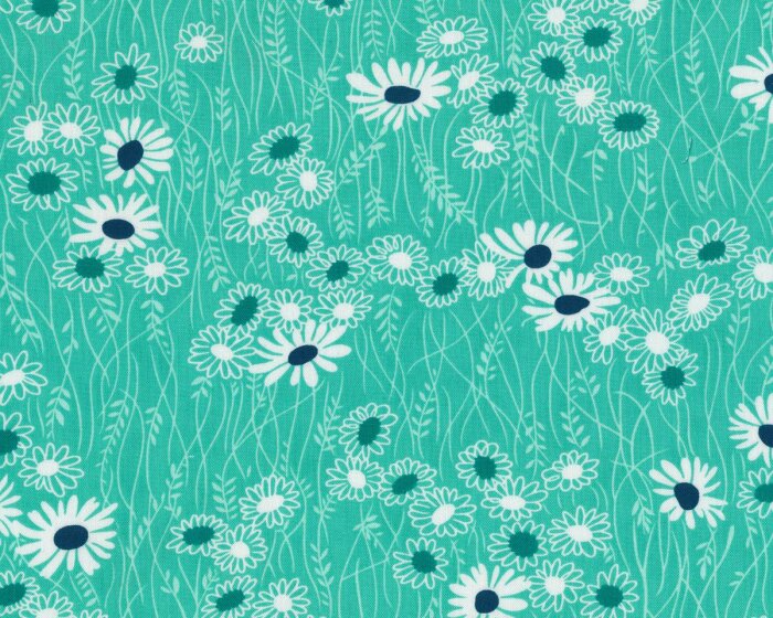 Patchworkstoff SIMPLY COLORFUL II, Wiesenblumen, helles türkisgrün-gebrochenes weiß, Moda Fabrics