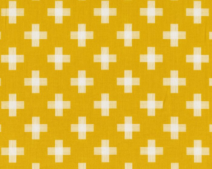 Patchworkstoff FOUR CORNERS, Kreuze, senfgelb-weiß