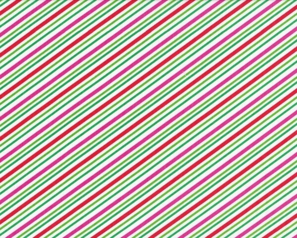 Patchworkstoff "Christmas Candy" mit Diagonalstreifen, rot-pink-grün