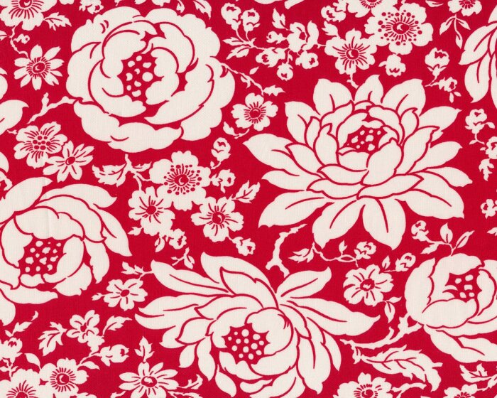 Patchworkstoff HELLO DARLING, große Blumen, rot, Moda Fabrics
