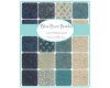 Batik-Patchworkstoff BLUE BARN BATIKS, Federblätter, helles beige-gedecktes jeansblau, Moda Fabrics