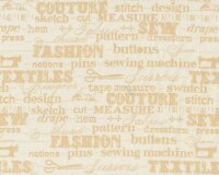 Patchworkstoff SEWING STUDIO, Schrift und...