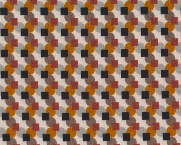 Feiner italienischer Krepp-Chiffon RADA, Retro-Muster, hellbraun-schwarz