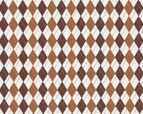 Patchworkserie "Hooty Hoot" mit Rautenmuster, braun-weiß