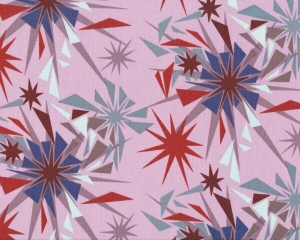 Patchworkstoff "Innocent Crush" mit abstrakten Zacken-Sternen, helllila