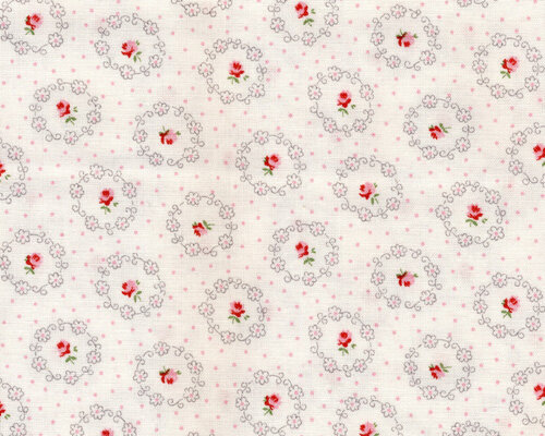Baumwollstoff PRINZESSIN, Rosenkränze, weiß, Westfalenstoffe
