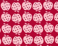 Baumwollstoff MANZANAS DEL SOL, Äpfel, dunkelrot-rosa