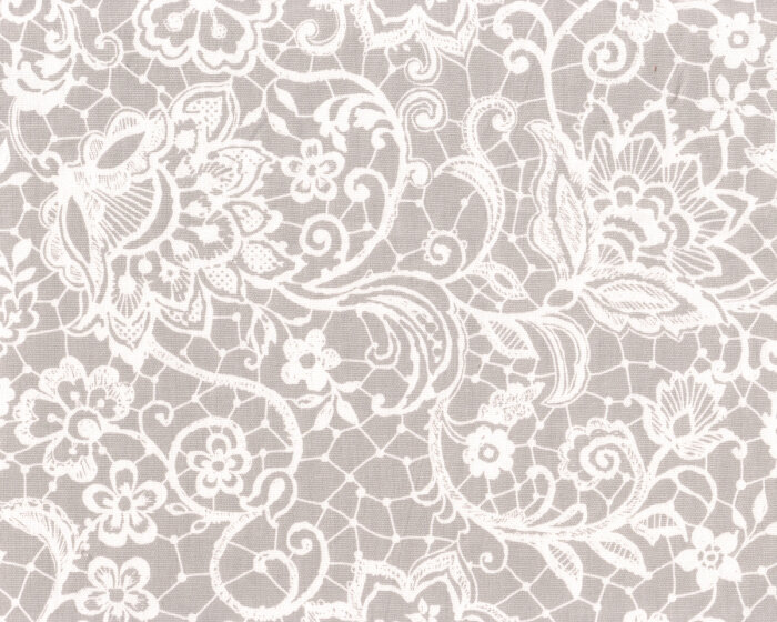 Englischer Dekostoff Clarke & Clarke LACE GARDEN, Blütennetz, natur dunkel