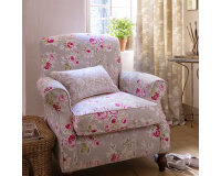 Englischer Dekostoff Clarke & Clarke LACE GARDEN, Blütennetz, natur dunkel