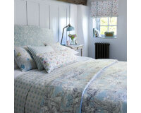 Englischer Dekostoff Clarke & Clarke LACE GARDEN, Blütennetz, natur dunkel