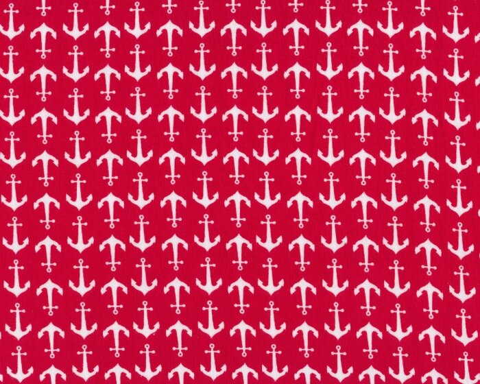Feiner Baumwolljersey HOLIDAY BANNERS, Anker, rot-weiß