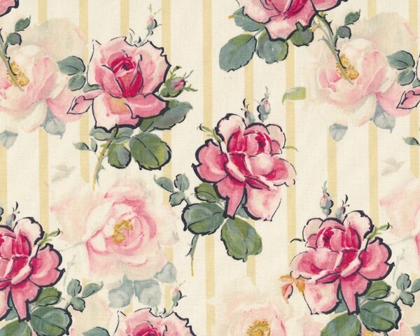 Patchworkstoff ELEANOR mit Rosen, eierschalenfarben-altrosa