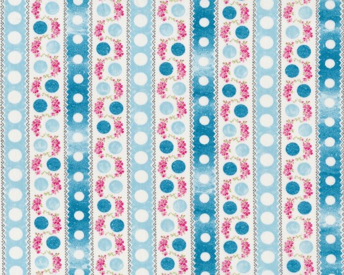 Feine Popeline FLORENCIA, Punkte-Bordüre, helles türkis-petrol