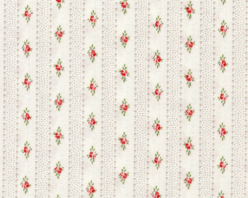 Baumwollstoff PRINZESSIN, Rosen-Bänder, weiß, Westfalenstoffe