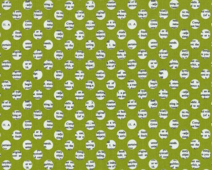 Patchworkstoff HOLLYS TREE FARM, Schrift-Kreise, gedecktes limette, Moda Fabrics