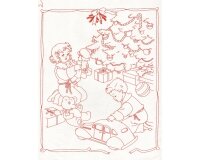 90-cm-Rapport Patchworkstoff LENA, Kinder zu Weihnachten, weiß-rot