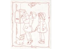 90-cm-Rapport Patchworkstoff LENA, Kinder zu Weihnachten, weiß-rot