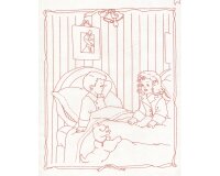 90-cm-Rapport Patchworkstoff LENA, Kinder zu Weihnachten, weiß-rot