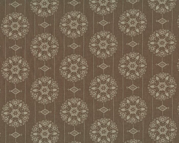 Patchworkstoff JOYEUX NOEL, Blüten-Ketten, schlammbraun-beigegrau, Moda Fabrics