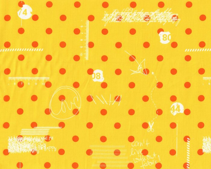 Patchworkstoff HEY DOT, Polka Dots und Skizzen, gelb-orange, Moda Fabrics