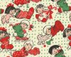 Baumwollflanell "Christmas Stockings", Kinder mit Nikolaus-Strümpfen, rot-grün