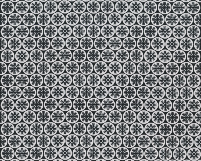 Patchworkstoff WINTER ESSENTIALS, Schneeflocken im Kreis, schwarz-weiß