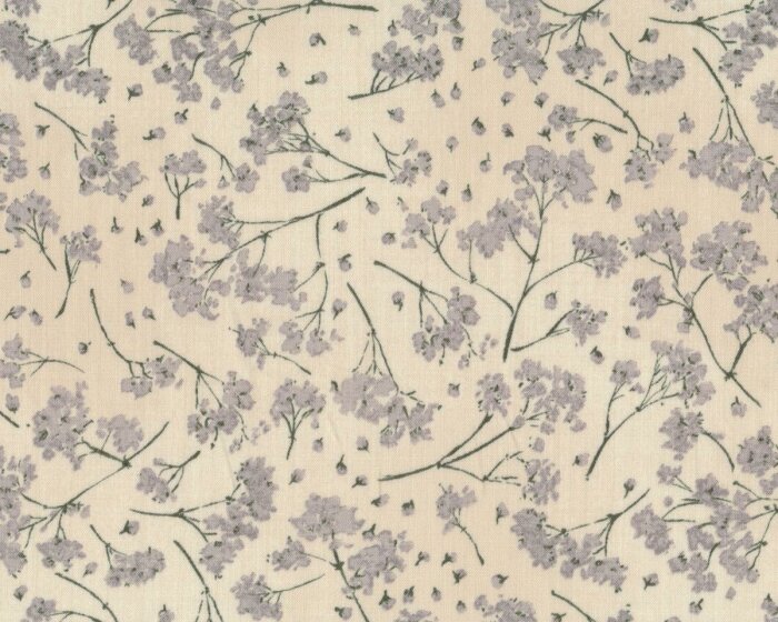 Patchworkstoff THE WORDSMITH, Schleierkraut-Zweige, helles beige-lilagrau, Moda Fabrics
