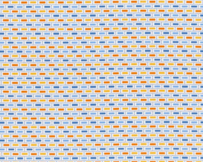 Patchworkstoff PENNYS DOLLHOUSE, kleine Rechtecke, himmelblau-sonnengelb