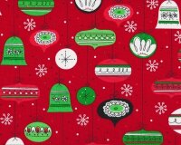 Patchworkstoff RETRO CHRISTMAS mit Christbaumkugeln,...