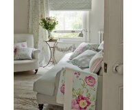 Englischer Dekostoff Clarke & Clarke ABC, Flicken-Buchstaben, helllila-türkis