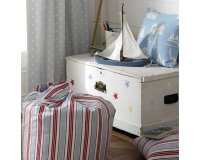 Englischer Dekostoff Clarke & Clarke ABC, Flicken-Buchstaben, helllila-türkis