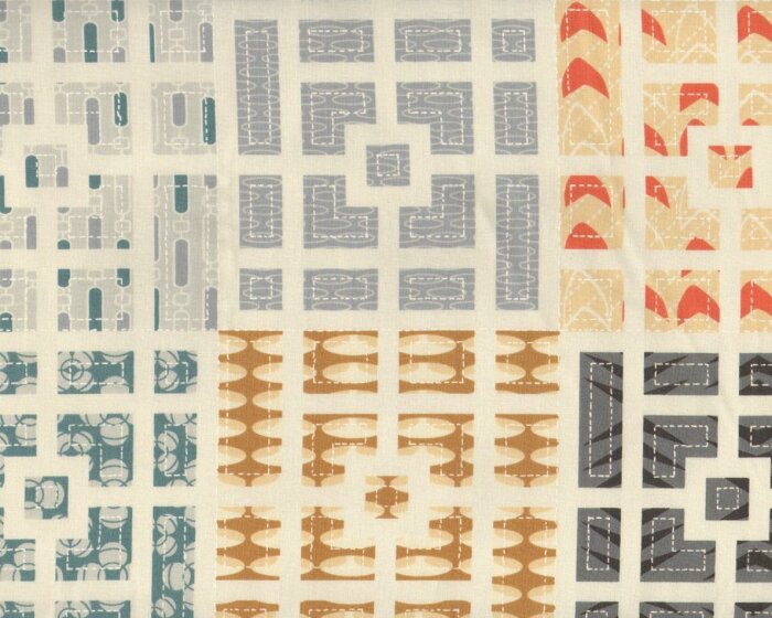 58-cm-Rapport Patchworkstoff MODERN NEUTRALS, Baustein-Quadrate, braun-gedecktes aprikot, Moda Fabrics