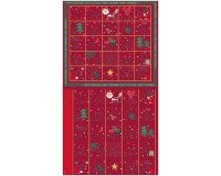 60-cm-Patchworkstoff-Abschnitt, Adventskalender CHRISTMAS FOR FRIENDS, Weihnachtstiere, dunkelrot-tannengrün