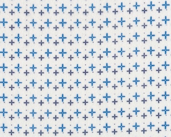 Baumwollflanell "Nordica" mit Kreuzen, weiß-blau