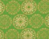 Patchworkstoff "Star Flakes and Glitter", kreisförmiges Blatt-Ornamentmuster, grün-hellbeige