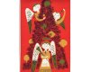 30-cm-Rapport Leinen-Baumwoll-Patchwork "Tammis Angels" mit großen Weihnachtsengeln, rot-olive