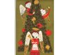 30-cm-Rapport Leinen-Baumwoll-Patchwork "Tammis Angels" mit großen Weihnachtsengeln, rot-olive