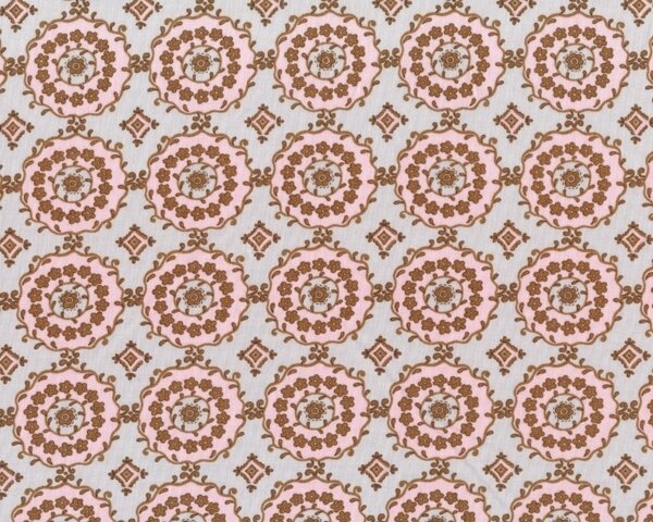 Patchworkstoff "Leanika", Rosettenornament mit kleinen Blümchen, rosa-graublau