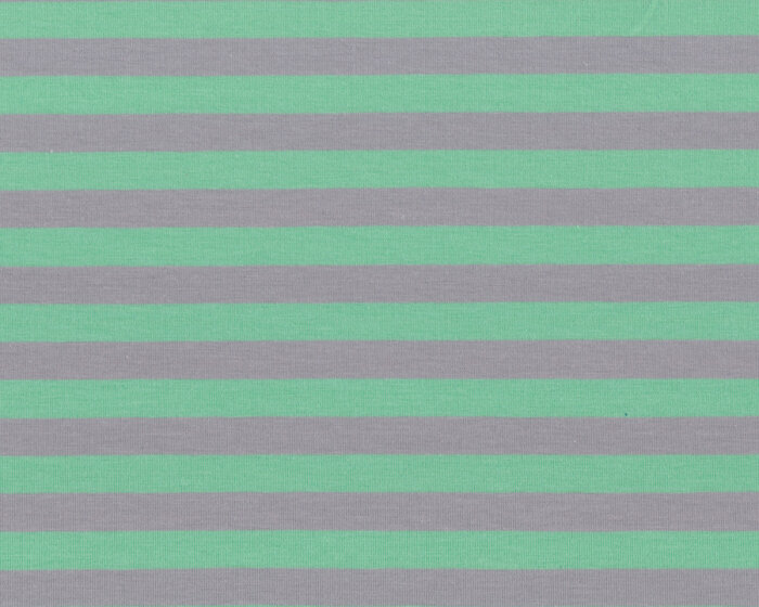 Baumwolljersey LOUCIE, Streifen, mintgrün-beigegrau